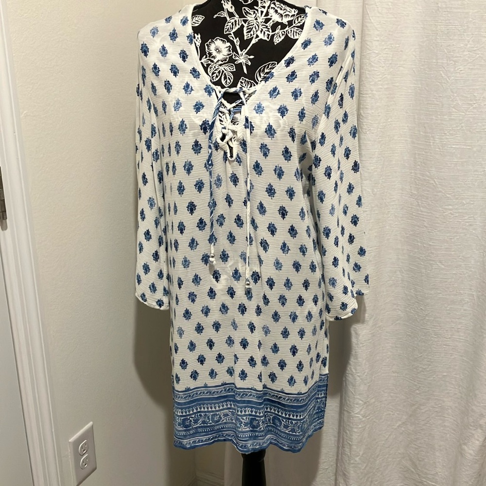 Blue and White Swim Coverup